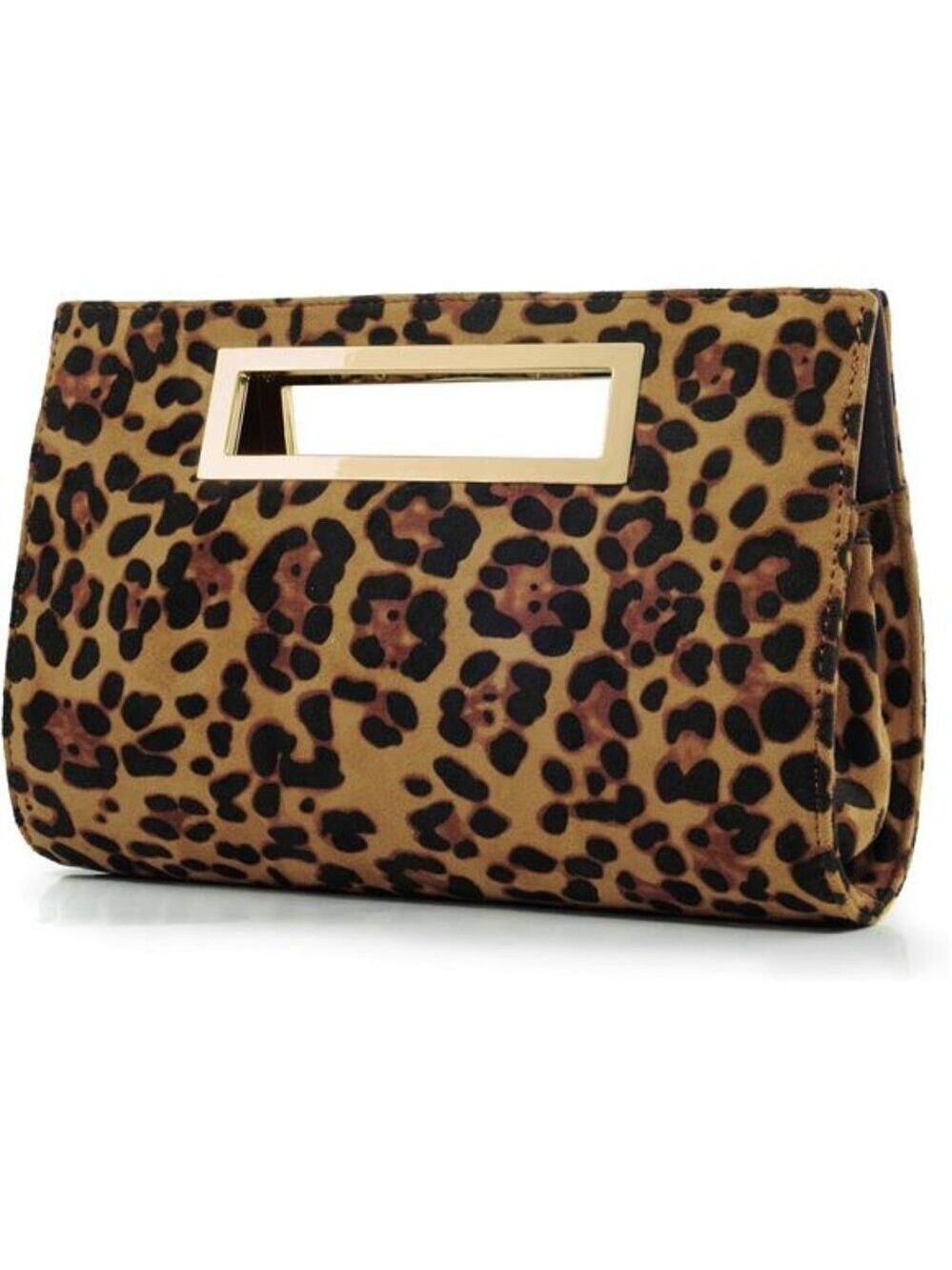 Leopard Print Clutch Purse Faux Patent Leather Shoulder Bag Evening Handbag
